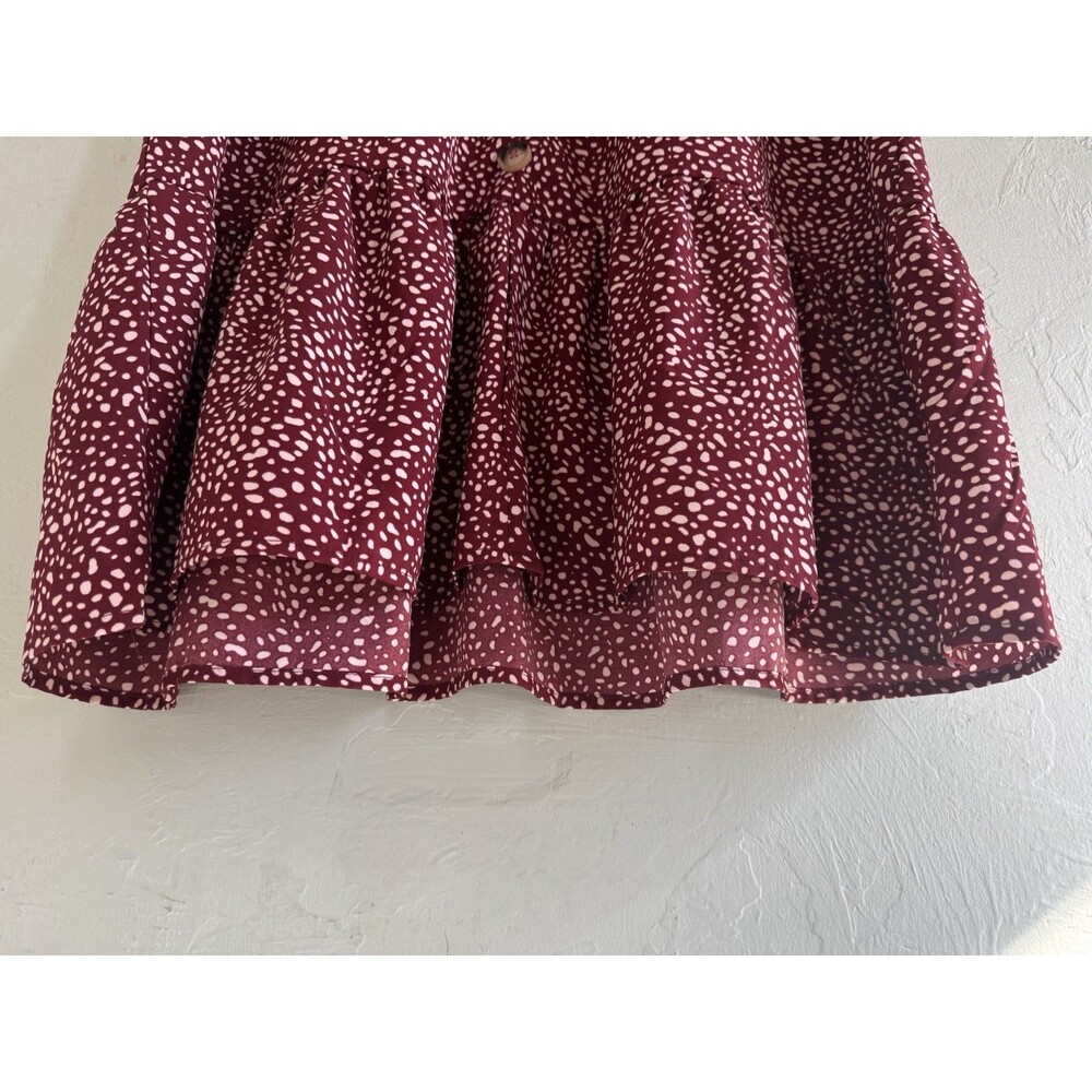 Woman’s Large Lightweight Emory Rose Loose Fit Maroon/White Dress - Picture 6 of 9